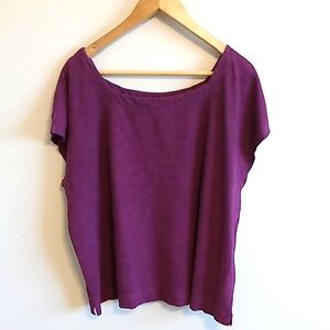 Eileen Fisher Hemp Organic Cotton Top Size XL Dark Purple